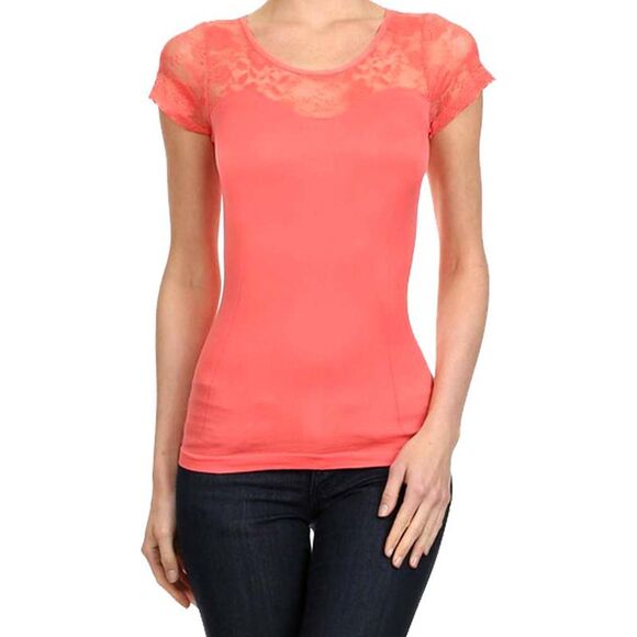 Short Sleeve Lace Top - Picture 2 of 8
